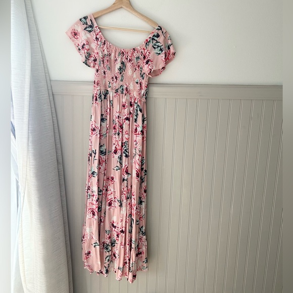 Band of Gypsies Small  Pink Floral Flowy Maxi Dress - Picture 4 of 4